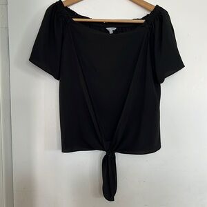 NSKED ZEBRA-short tie blouse- black